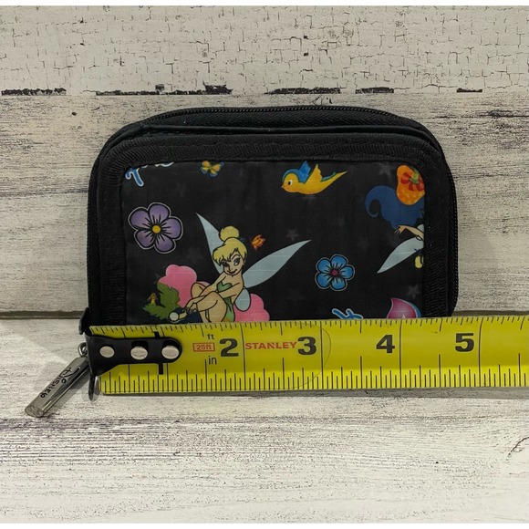 Disney Tinker bell Small Zip Around Black Wallet NWOT - Picture 4 of 10